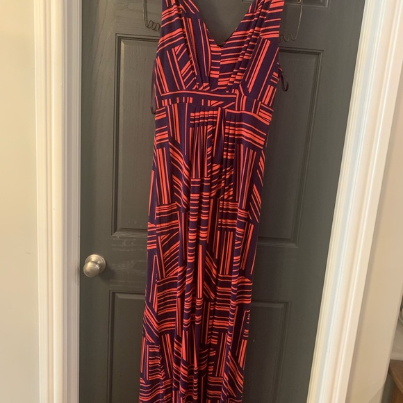 Banana Republic Navy blue and coral maxi dress size L - Picture 3 of 6